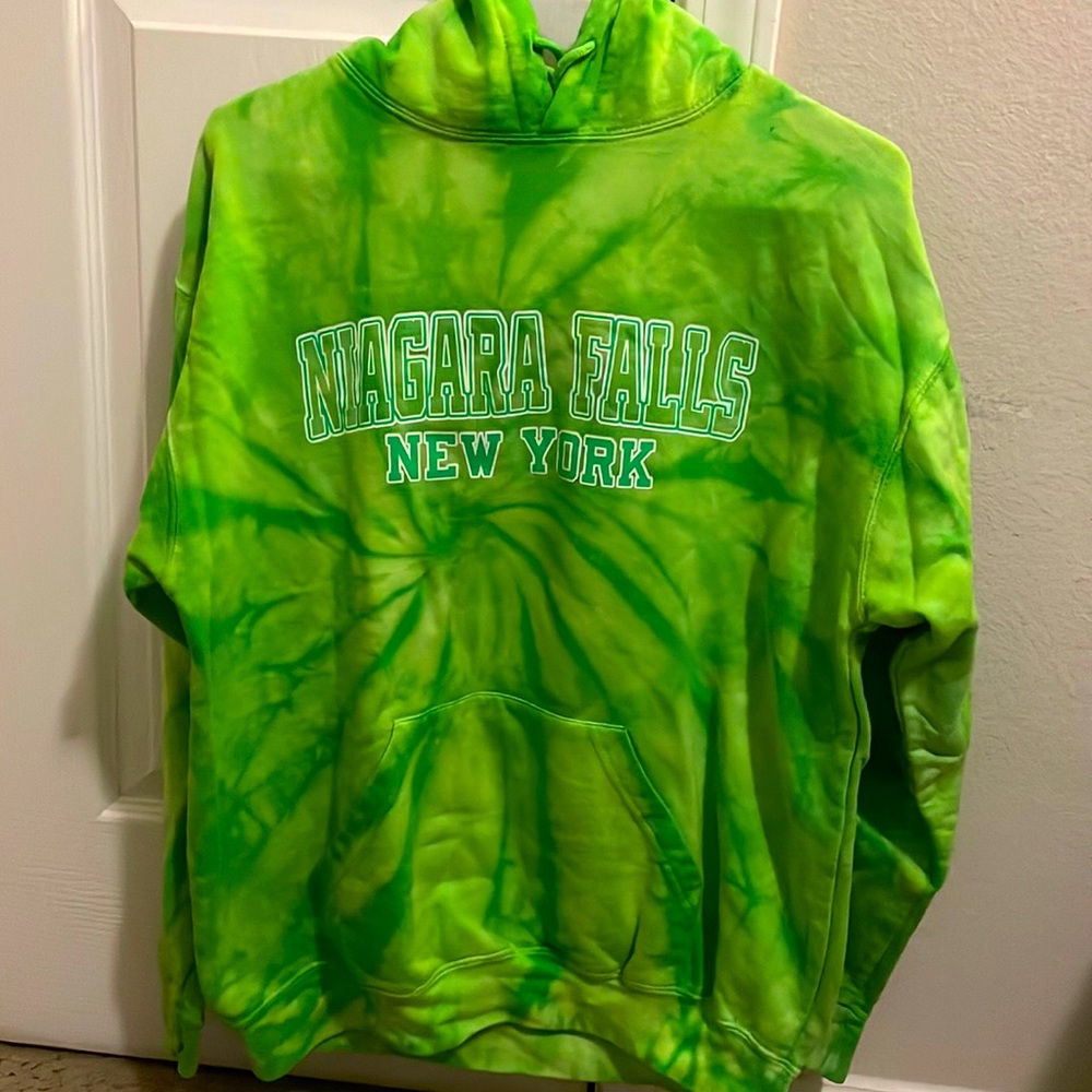 Medium size, Green Tie Dye, Niagara Falls NY hoodie.